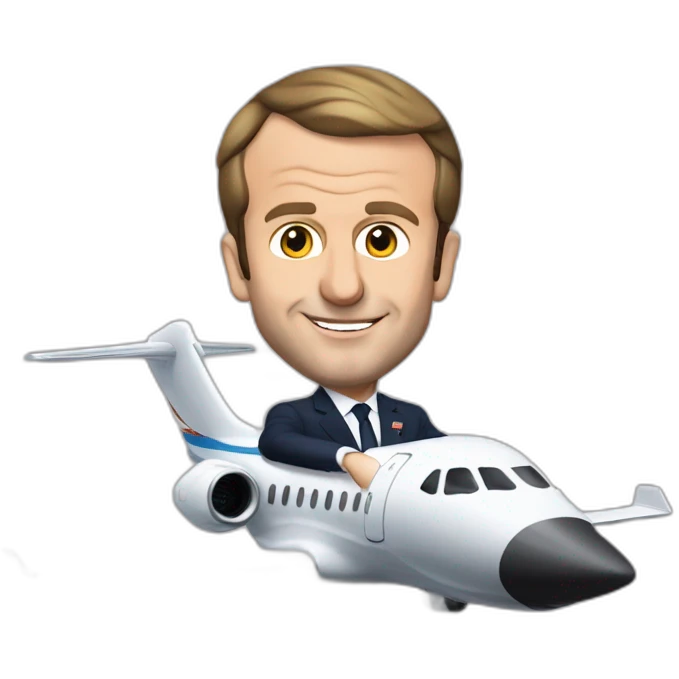 Emmanuel Macron dans un jet privé emoji