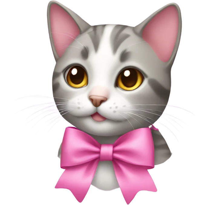 Cat with a pink bow on ear emoji
