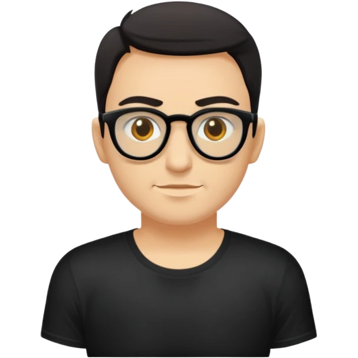 Ai emoji băiat, ochelari de soare, ochii căprui, păr șaten, piele cafeniu deschis și tricou negru  emoji