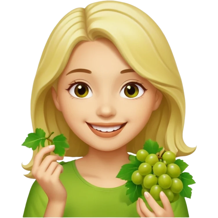 Light skinned girl eating grapes emoji
