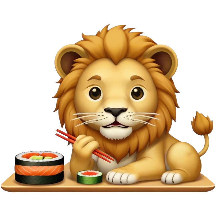Lion eating sushi  emoji