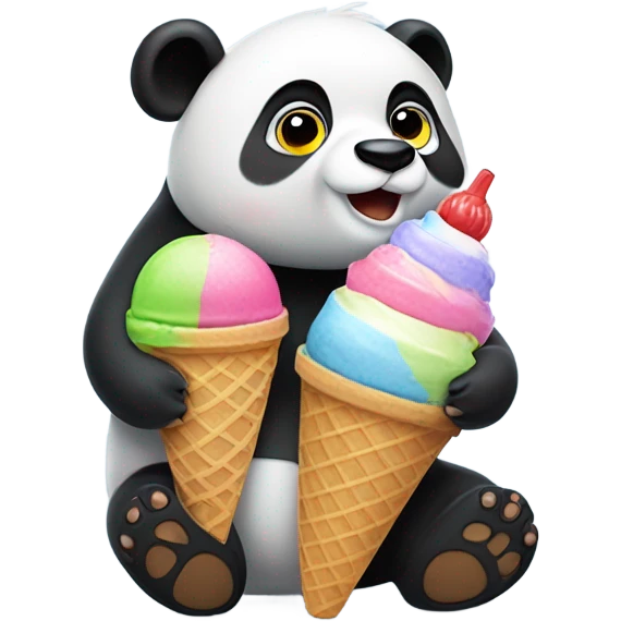 Panda eating ice cream emoji