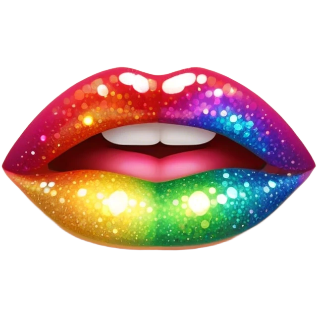 rainbow sparkles on lush, full lips. Lips only emoji