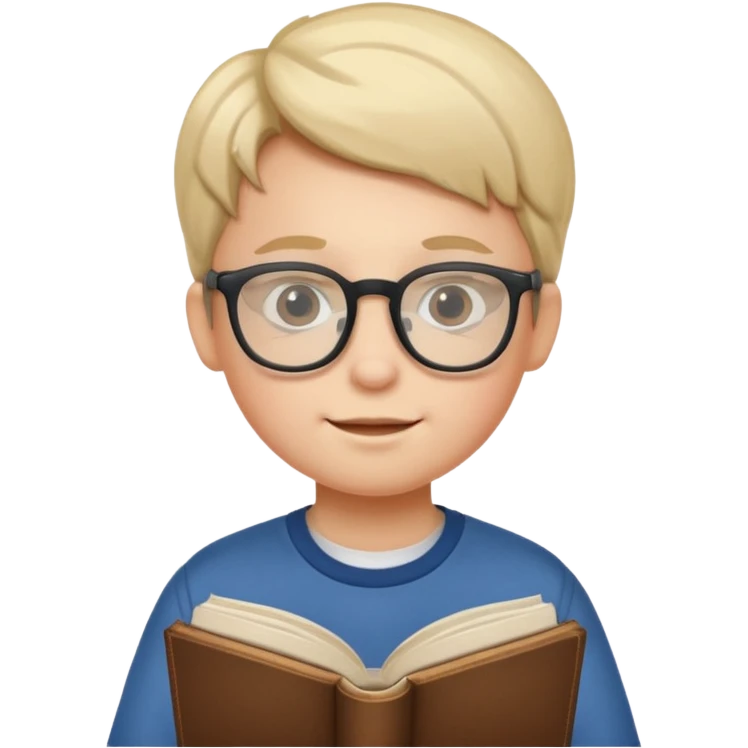 glasses kid with book emoji