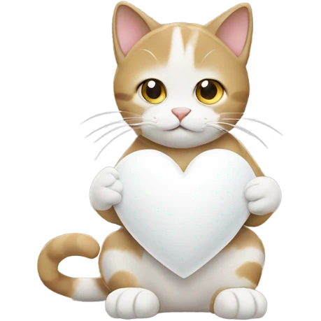 cat holding white heart emoji