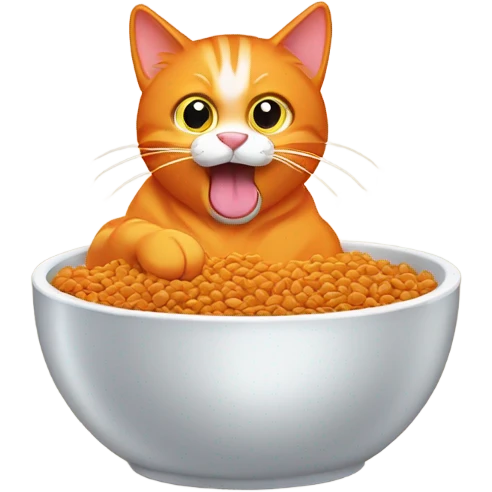 Orange cat eating wet petfood emoji