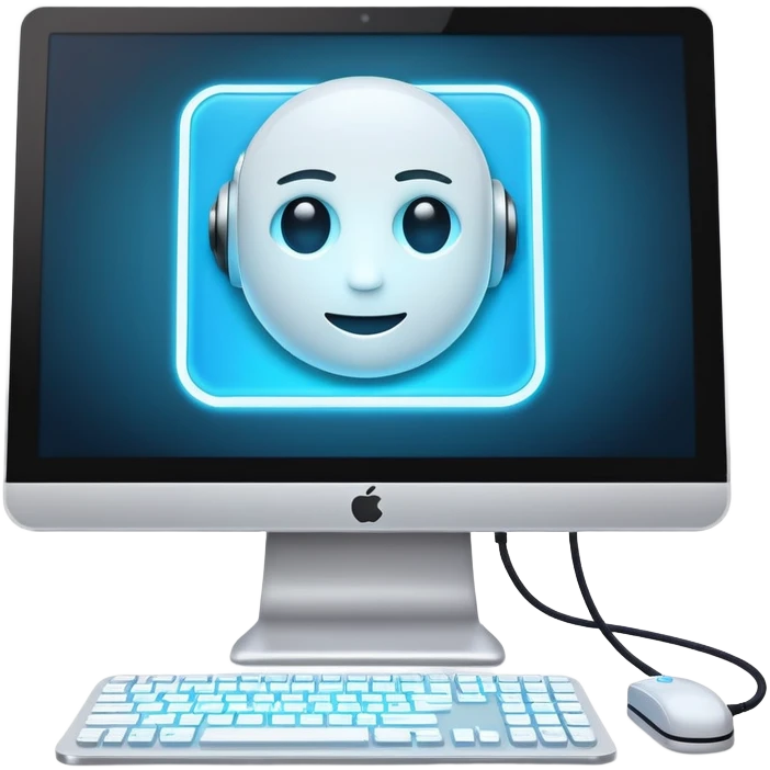 create a computer with the words AI on the screen emoji