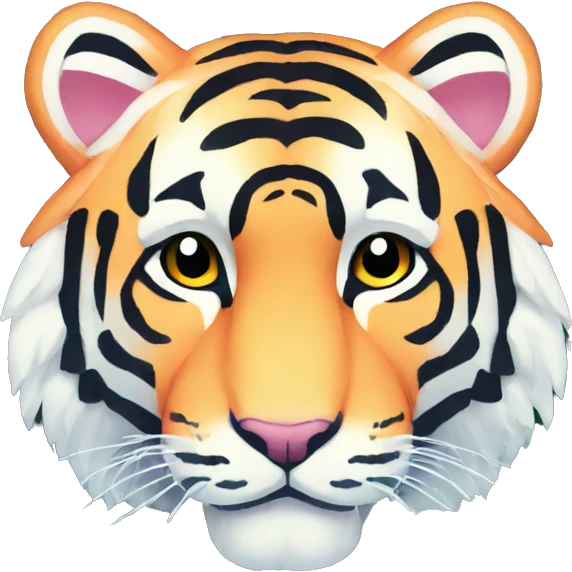 Pixel art of a pastel tiger wearing tropical flowers and leaves emoji