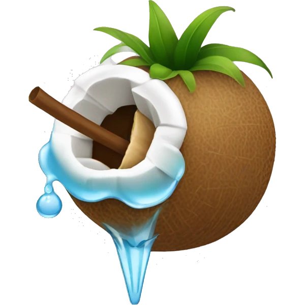 cocunut with cocunut water inside and a straw emoji