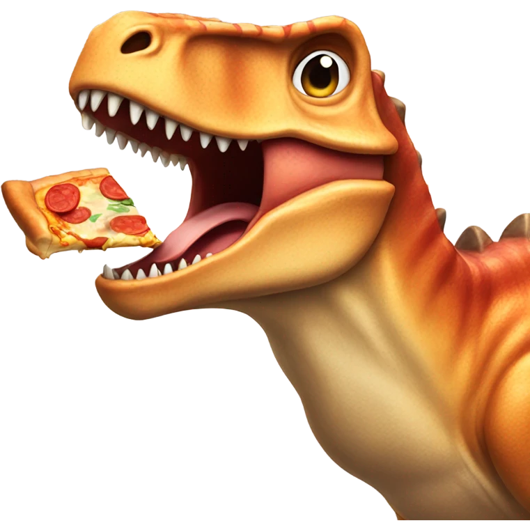 Dinosaur eating pizza emoji