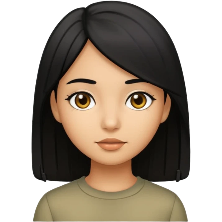 Olive skin girl with medium straight black hair  emoji
