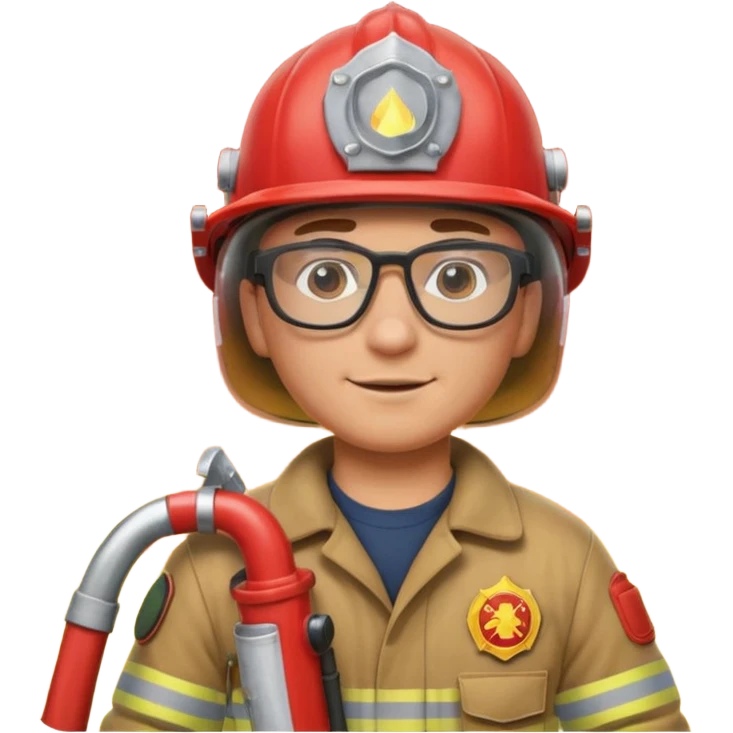 Fireman with glasses fire emoji