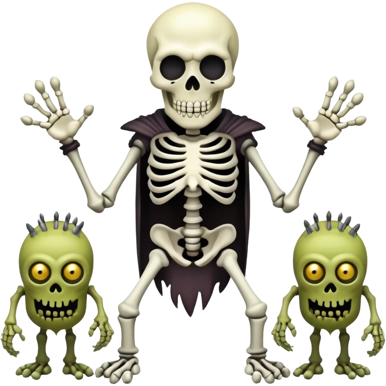 evil undead skeleton overlord with zombie minions emoji