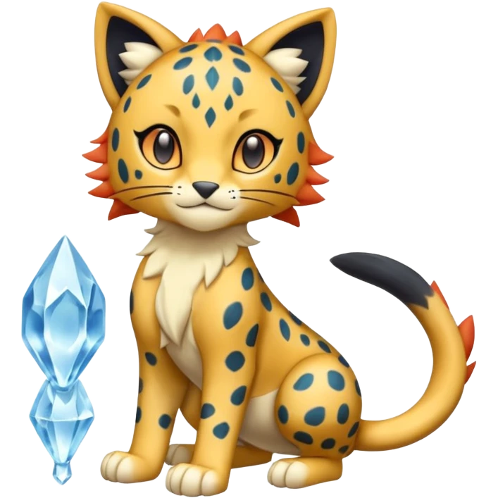 Icy Elemental Pawny Cute Innocent Liepard-Amaura-Litten-Sprigatito-Pokémon-fusion-creature (full body) emoji