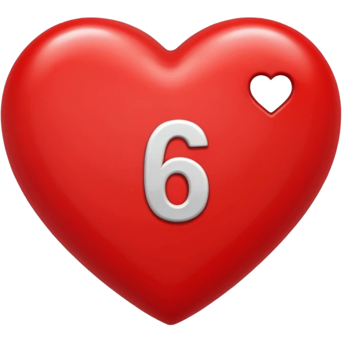 Red heart with 6 in it emoji