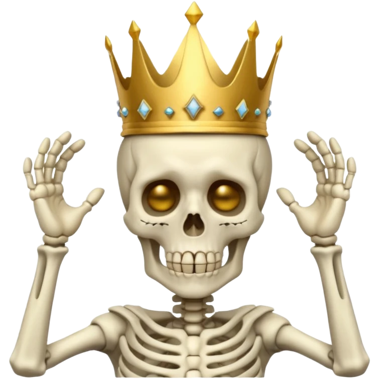 اسکلت تاج دار ترسیده که دستش را روی سرش گذاشته و دهنش بازه emoji