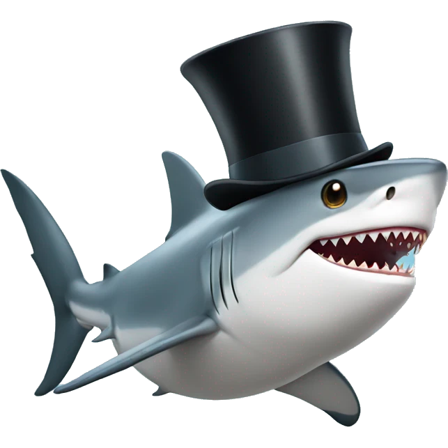 Shark with a top hat emoji