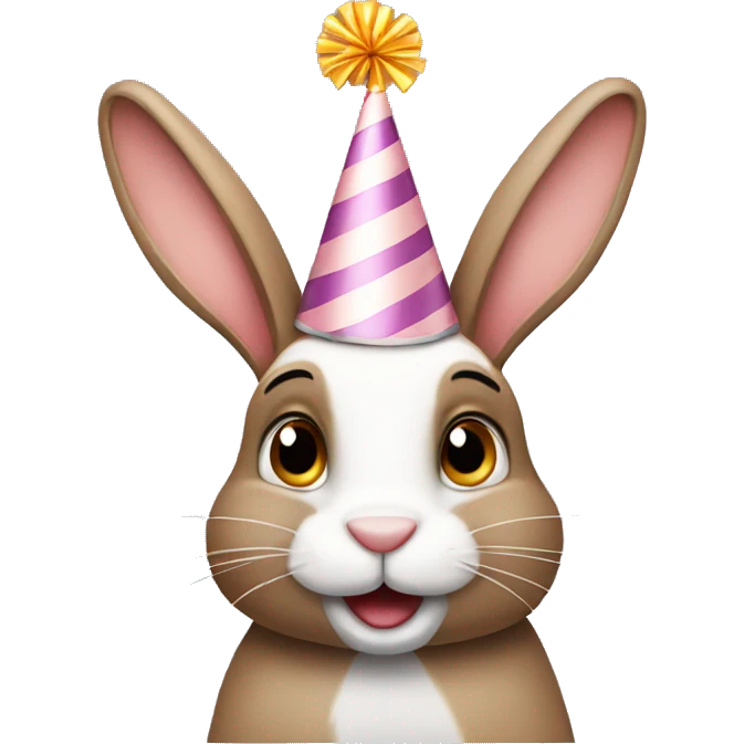 Rabbit with a birthday hat emoji