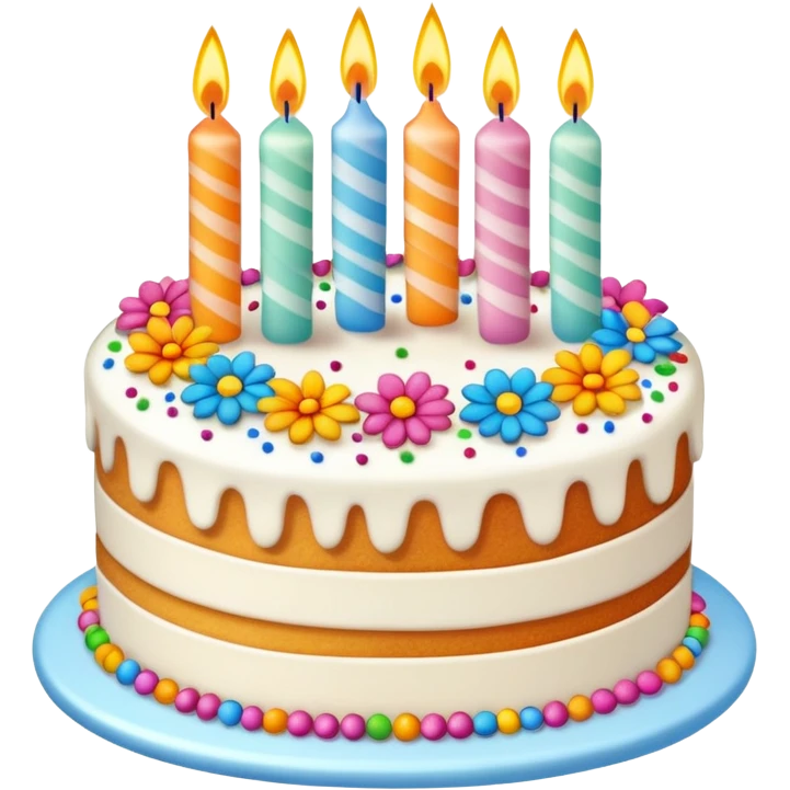 день рождения торт и цветы и свечи emoji