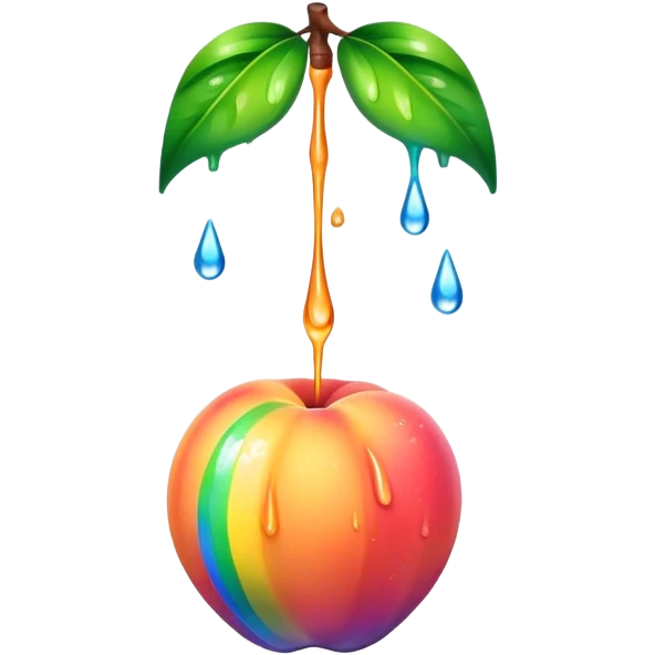 Wet rainbow dripping peach emoji