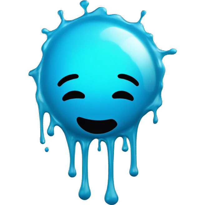 Glowing shiny Cyan blue goo splash splatter drip emoji