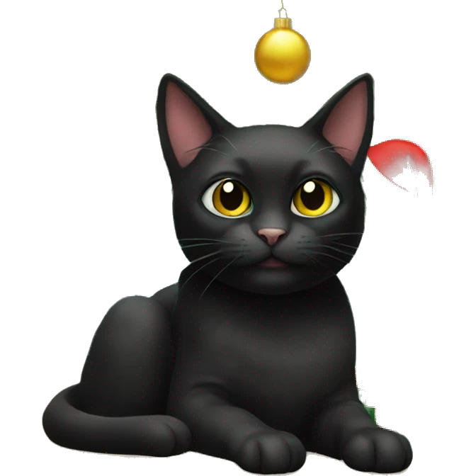 Black cat in Christmas tree  emoji