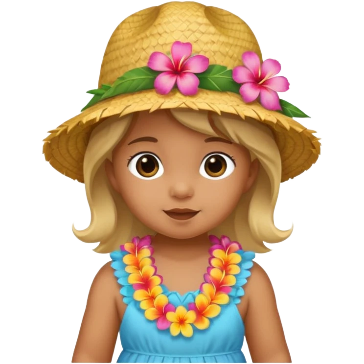 baby girl wear Hawaii's hat version emoji