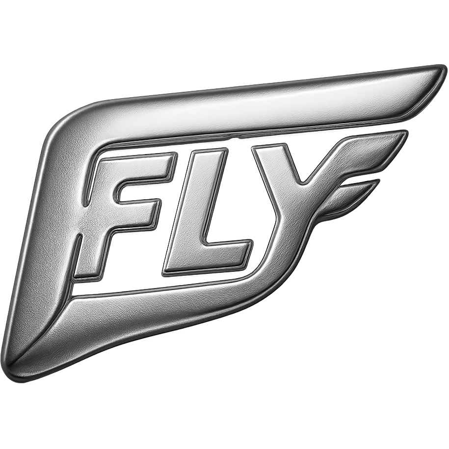 glossy, futuristic wing with FLY text integrated emoji