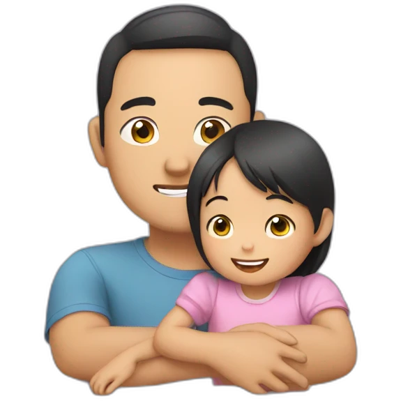 asian man babysitting an asian 2 year old girl emoji