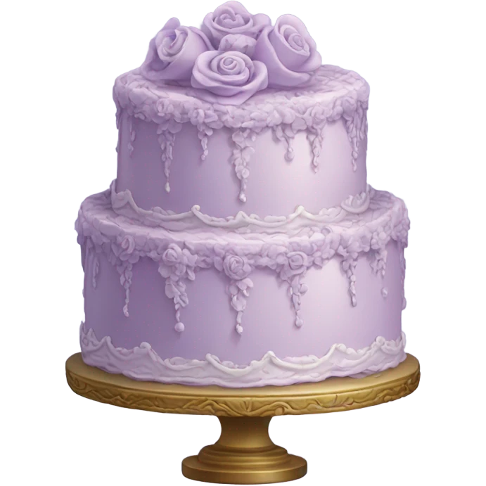 Highly detailed light lavender cake with flowers rococo emoji