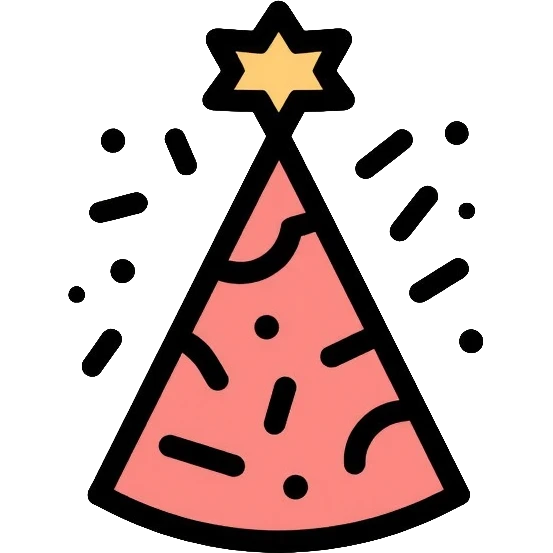party hat with confetti emoji