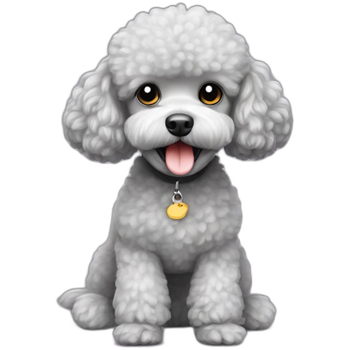 Toy poodle with grey toy mouse emoji