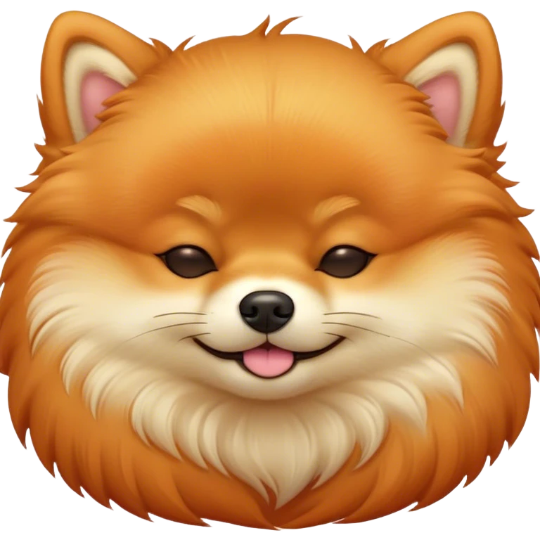 Meme-Worthy Cute Sleeping Orange Pomeranian Portrait Emoji, Head resting peacefully with a contented smile, showcasing a delightfully compact build and a luxuriously soft, fluffy orange Fur, eyes shut in a serene nap, Simplified yet hilariously adorable features, highly detailed, glowing with a soft, drowsy light, high shine, relaxed and utterly lovable, stylized with an air of playful laziness, bright and heartwarming, soft glowing outline, capturing the essence of a comically sleepy companion, so meme-worthy it feels like it could instantly become the next viral sensation of adorable slumber! emoji
