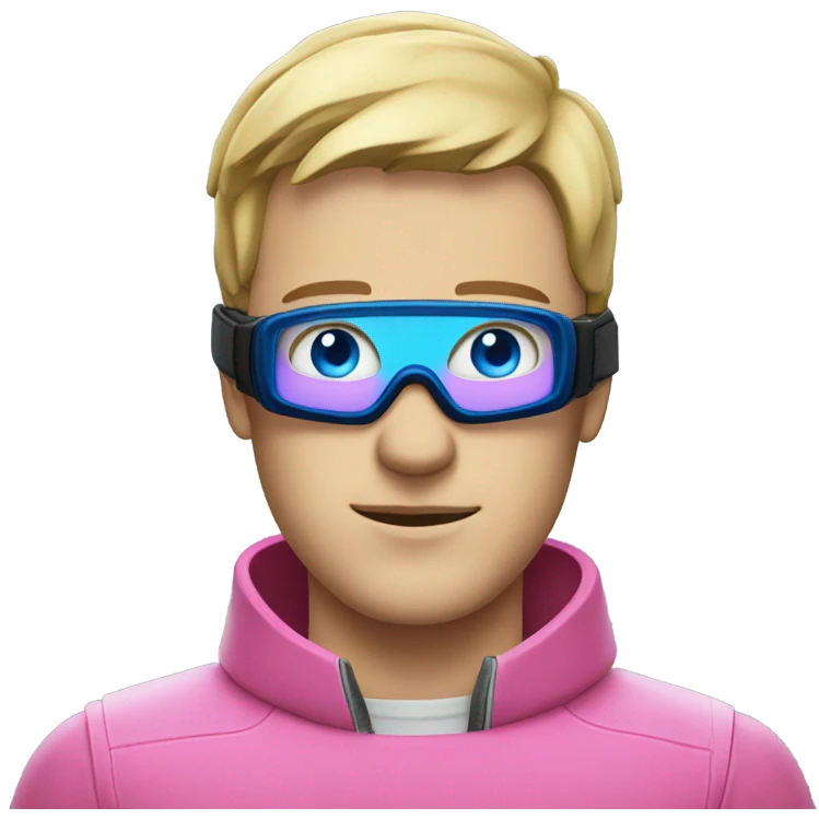 Guy with blue eyes and pink scuba mask emoji