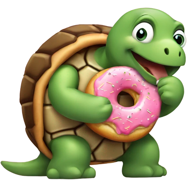 Turtle eating a doughnut emoji