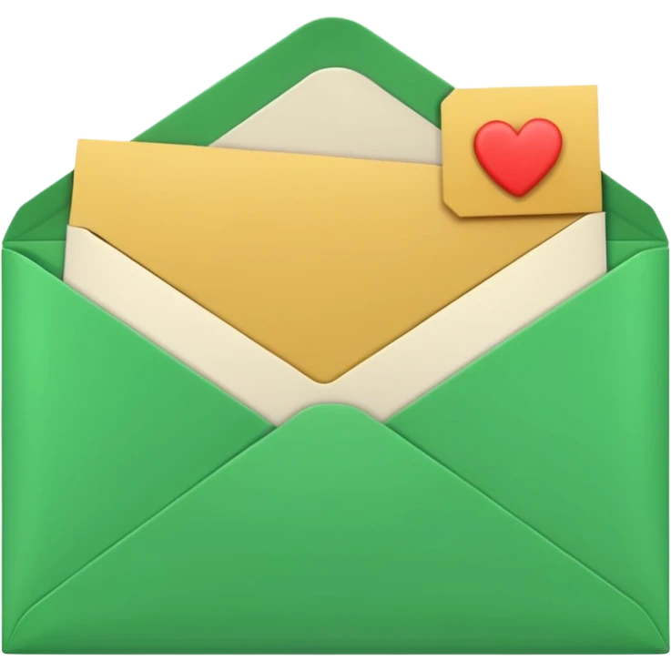 3D green envelope with letter in it emoji