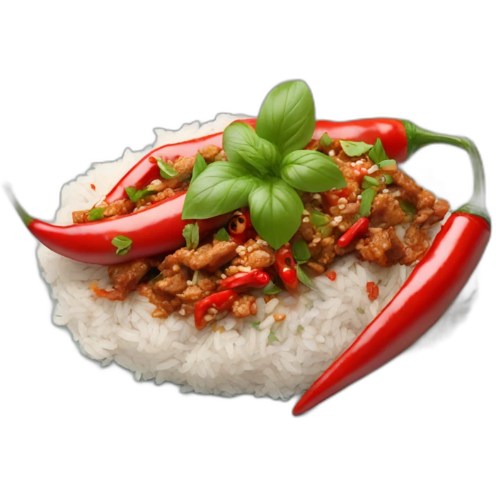 Thai chilli pork basil and rice emoji