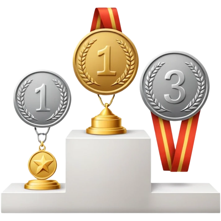 1st 2nd 3rd place podium with gold, silver, and bronze medals emoji