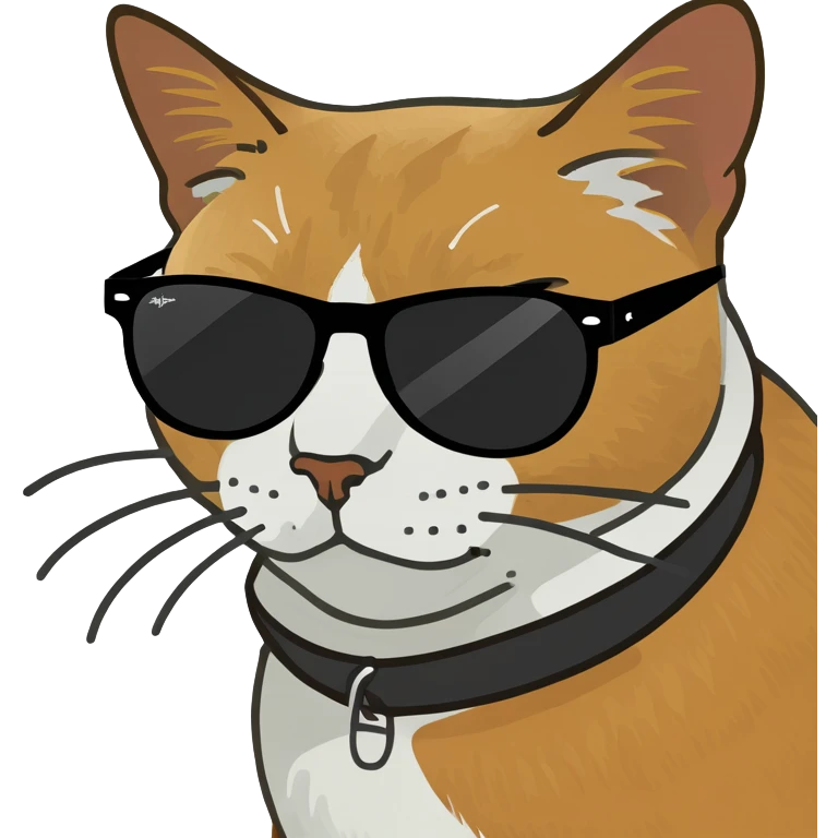 Cat with sunglasses and tulip emoji