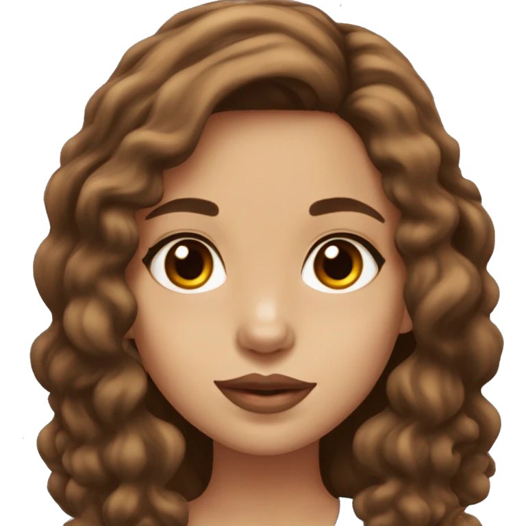 Beautiful girl with puffy lips with long brown hair with English Cocker Spaniel emoji
