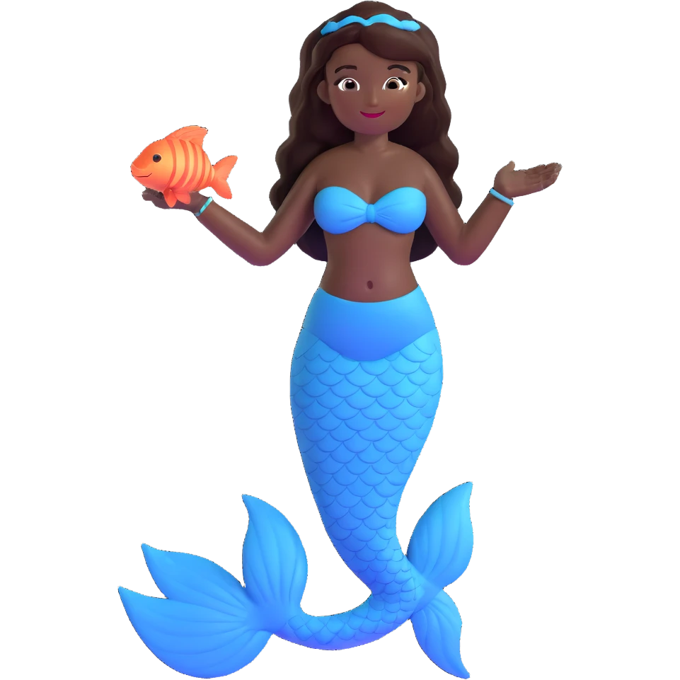 full body black mermaid with dark skin and fish tail emoji