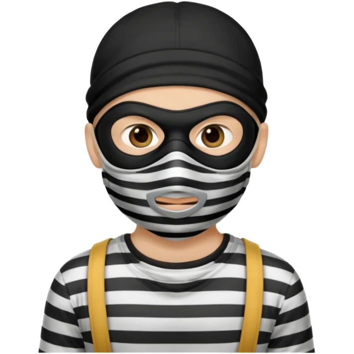 thief, with stripped shirt, facemask, thief mask. emoji