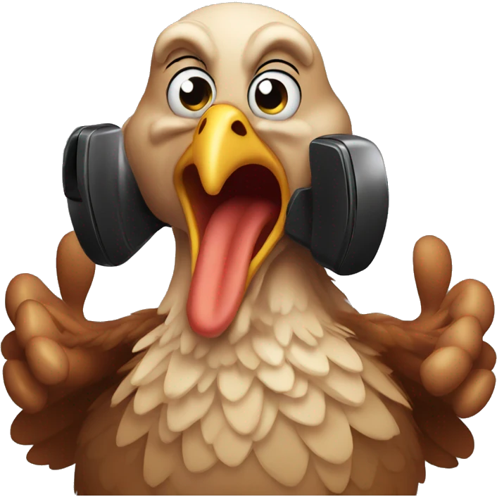 Scared turkey on the phone emoji