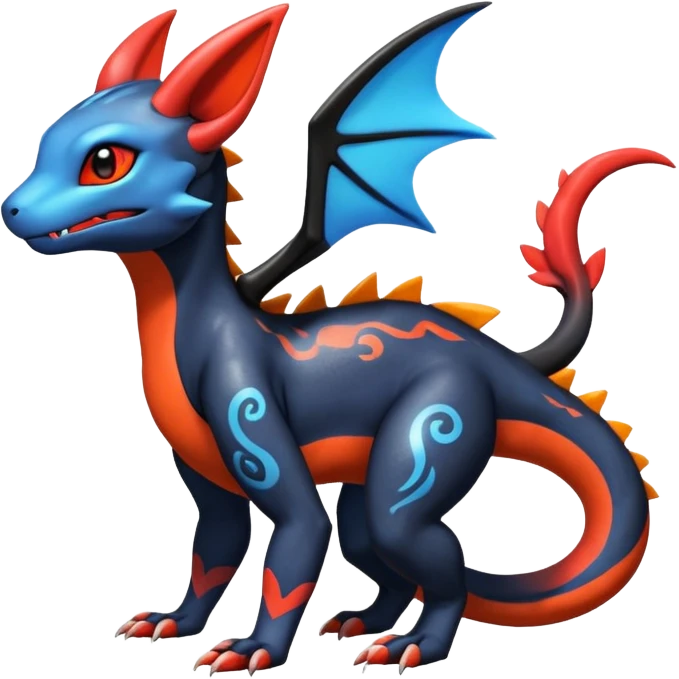Cute Exotic Shiny Colorful Guilmon-Salandit-Umbreon-Charmeleon-Fakémon-hybrid-creature (full body)  emoji