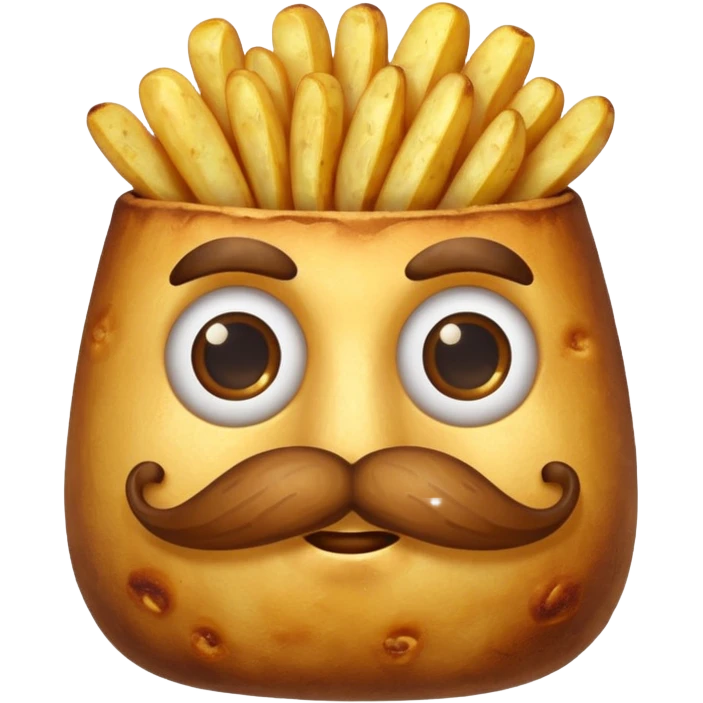 fried potato with mustache emoji