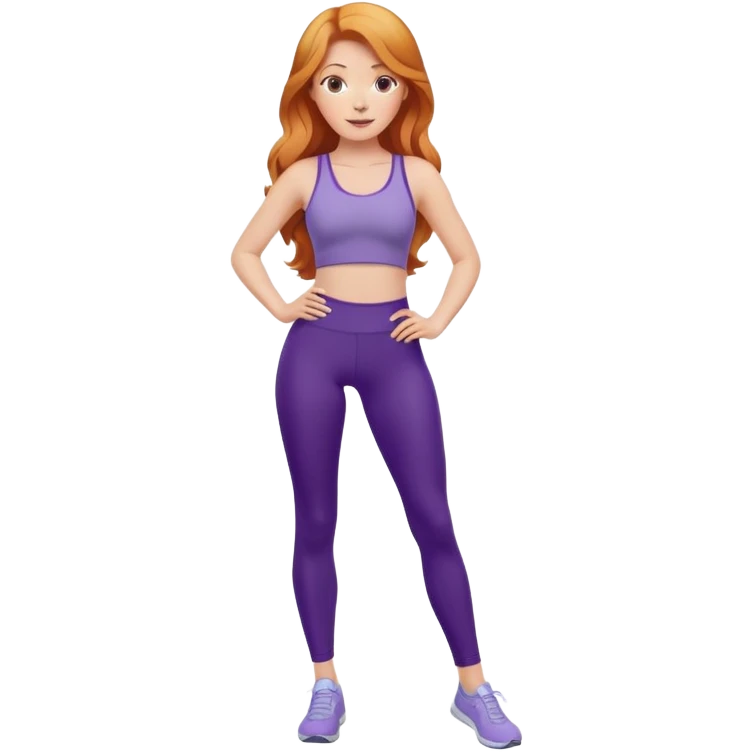 Strawberry blonde woman in purple leggings  emoji