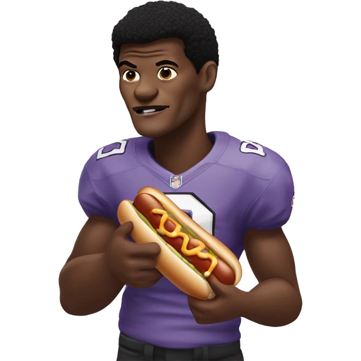 lamar jackson eating a hot dog emoji