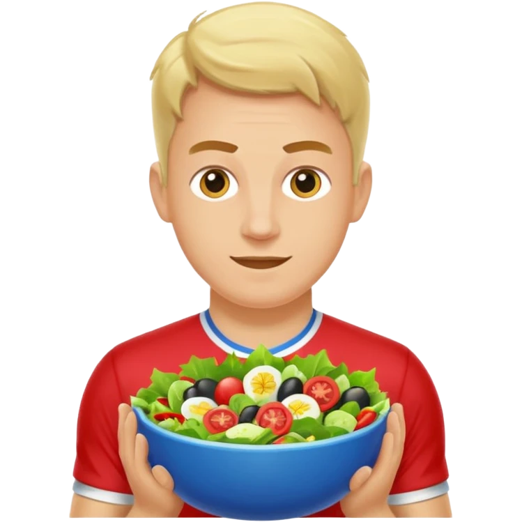 mach mir einen glücklichen mänlcihen sportler der sich gerade gesund ernährt emoji