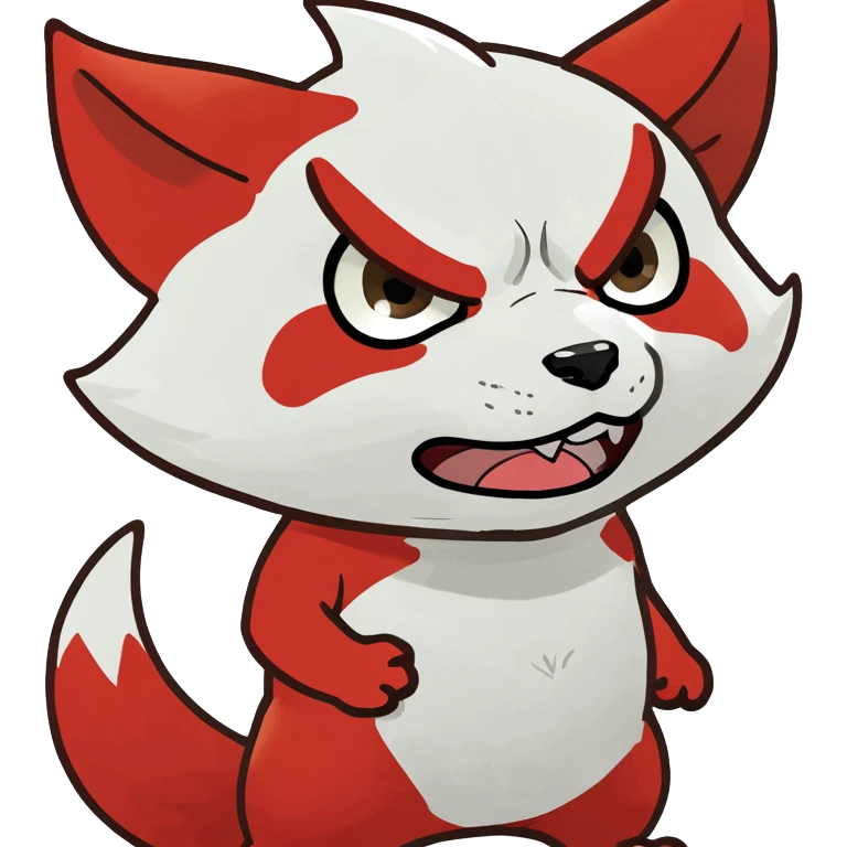 Angry red white Chibi kitsune  emoji