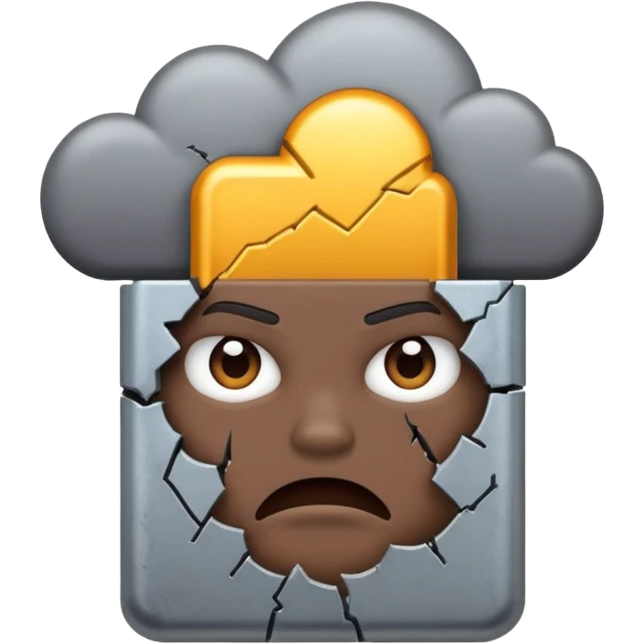 broken battery with a gray cloud above it deppression
 emoji